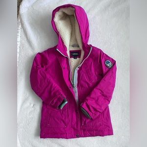 Land’s End Girls 7/8 Small Fuschia Ski Jacket with Shearling